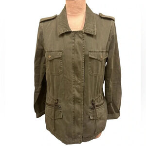 Maison Jules Army Green Utility Lightweight with Pockets Jacket Size Large